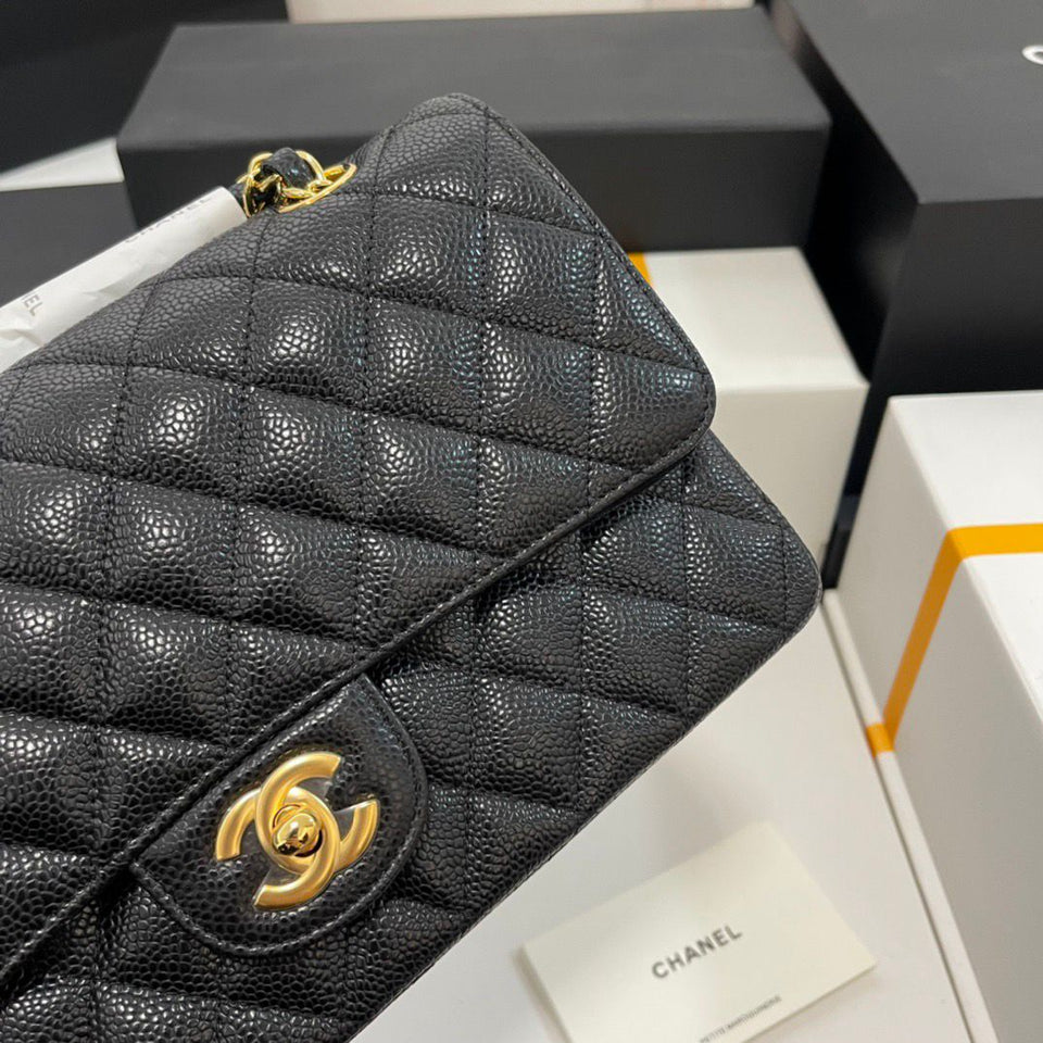 Chanel Classic Medium Flap Bag Black Caviar Gold – Bags Junction