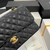 Chanel Classic Medium Flap Bag Black Caviar Gold – Bags Junction
