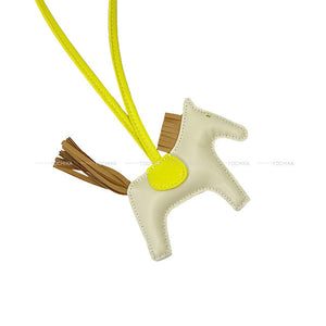 Hermes bag charm Rodeo PM Craie/Lime/Chai Agneau Milo Stamp