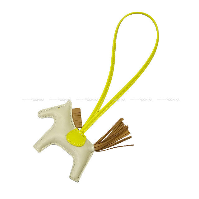Hermes bag charm Rodeo PM Craie/Lime/Chai Agneau Milo Stamp