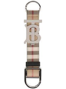 Luxury Burberry Monogram Motif Vintage Check Key Holder Beige