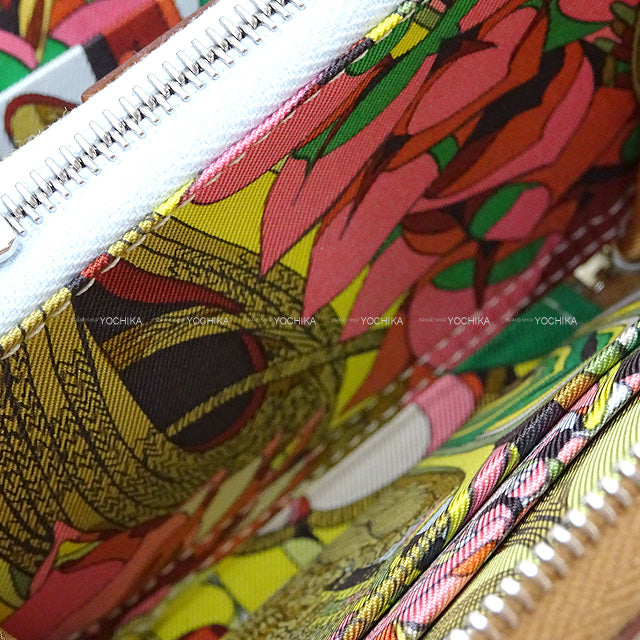 Hermes Bi-fold wallet Azap Silk in Compact Fantaisie Botanique Gold/Celeste/Chai Veau Epsom/Veau Barenia/Silk100% Silver HW Stamp