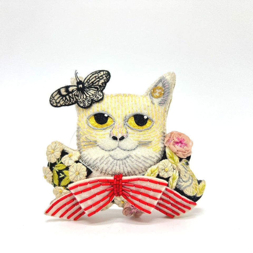 Gucci Brooch canvas multicolor Yuko Higuchi Cat