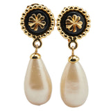Chanel Clover Motif Teardrop Swing Earrings