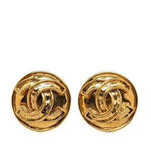 Chanel Gold-Plated Coco Mark Vintage Earrings 94P