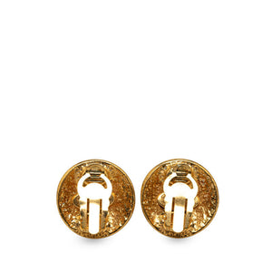 Chanel Gold Plated Coco Mark Vintage Earrings 94P