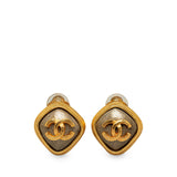 Chanel Gold Plated Coco Mark Stone Earrings 97A