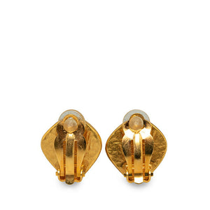 Chanel Gold Plated Coco Mark Stone Earrings 97A