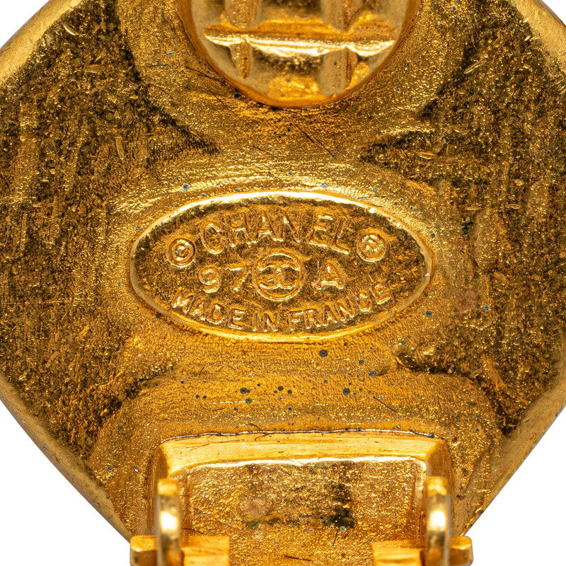 Chanel Gold Plated Coco Mark Stone Earrings 97A