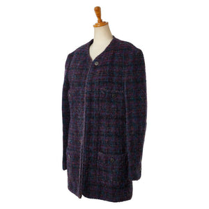 Chanel Coco Mark Check Silk Wool Nylon Jacket