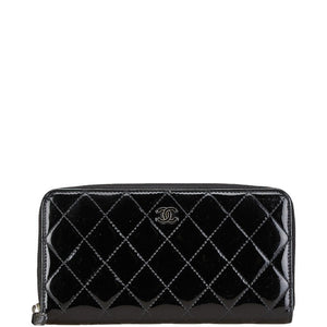 Chanel Coco Mark Matelassé Patent Leather Long Wallet