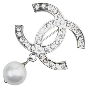 Chanel Metal Coco Mark Faux Pearl Brooch 07V