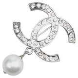 Chanel Metal Coco Mark Faux Pearl Brooch 07V