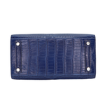 Hermes25cm Birkin Sellier Indigo Aizome Matte Porosus Crocodile Palladium Hardware