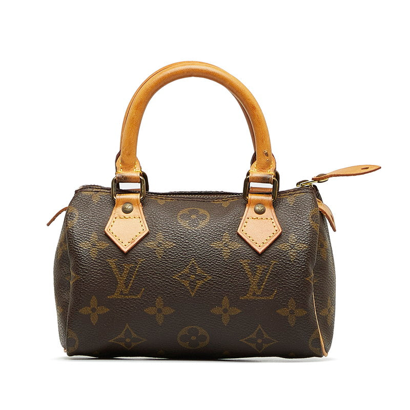 Louis Vuitton Monogram Mini Handbag Brown PVC Leather Louis Vuitton