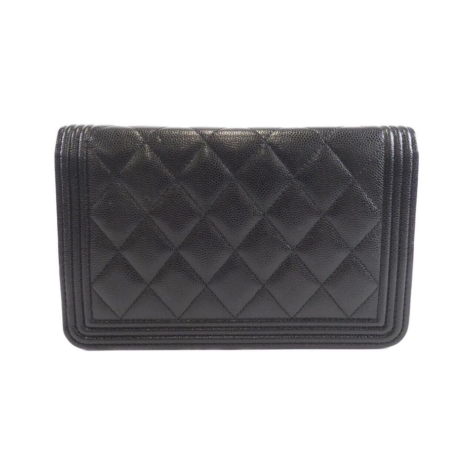 Chanel Boy Chanel Caviar Skin Chain Wallet