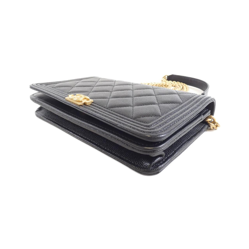 Chanel Boy Chanel Caviar Skin Chain Wallet