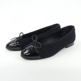 Chanel Ballerina Tweed Patented Calfskin Flats