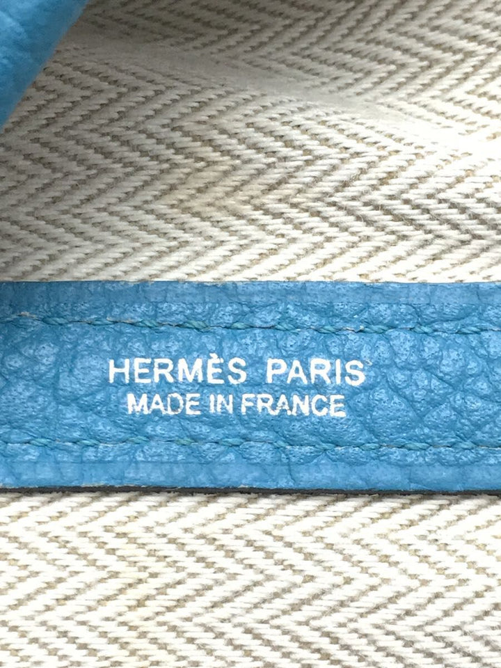 Hermes Garden Party PM Leather Handbag Blue