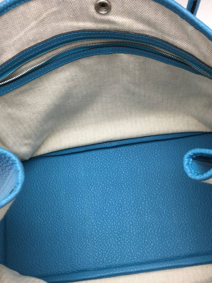 Hermes Garden Party PM Leather Handbag Blue