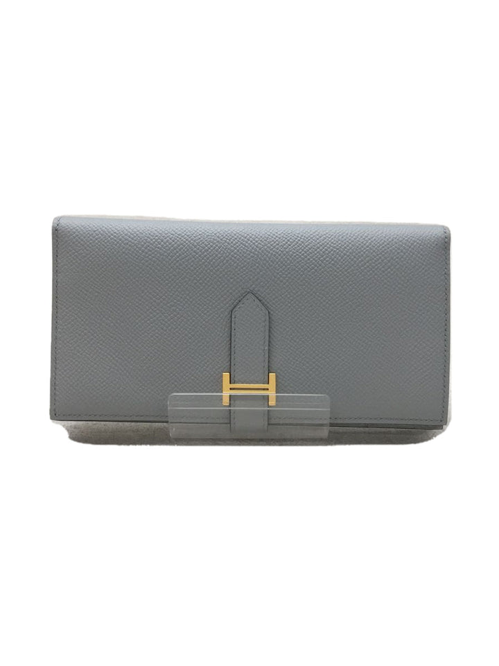 Hermes Leather Plain Bear Souffle Long Wallet