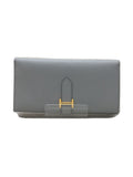 Hermes Leather Plain Bear Souffle Long Wallet