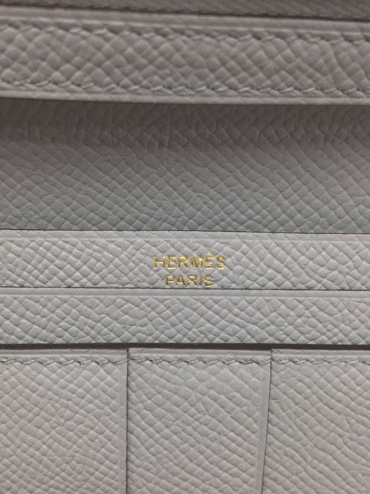 Hermes Leather Plain Bear Souffle Long Wallet