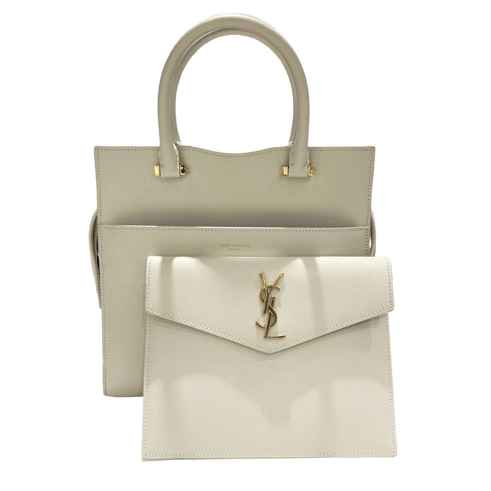 Saint Laurent- Shoulder Bag Uptown Small Beige Leather 2way