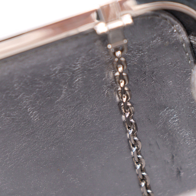 Louis Vuitton Minaudière Clutch Bag Monogram Motard Gray Silver Metal