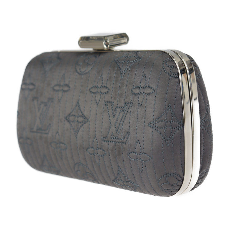 Louis Vuitton Minaudière Clutch Bag Monogram Motard Gray Silver Metal
