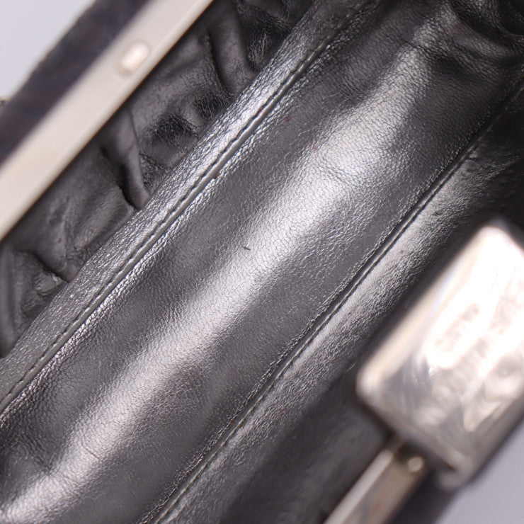 Louis Vuitton Minaudière Clutch Bag Monogram Motard Gray Silver Metal