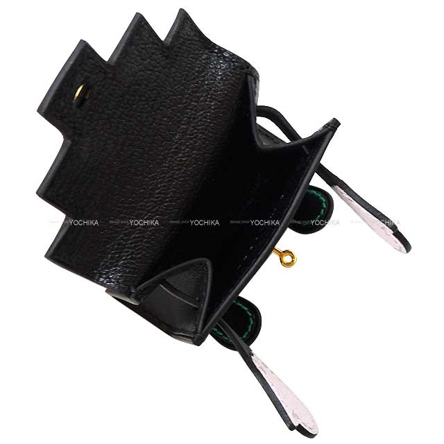 Hermes bag charm Bijoux de SAC Kelly doll Noir (Black)/Bleu Electrique/Mauve Pale/Mint Veau Tadelakt Gold HW Stamp