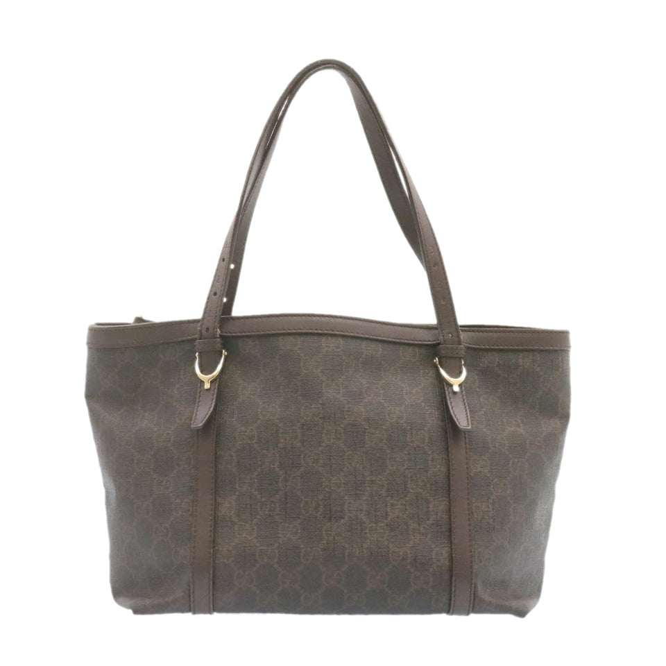 Gucci GG Canvas Tote Bag PVC Leather Brown 336776 23085