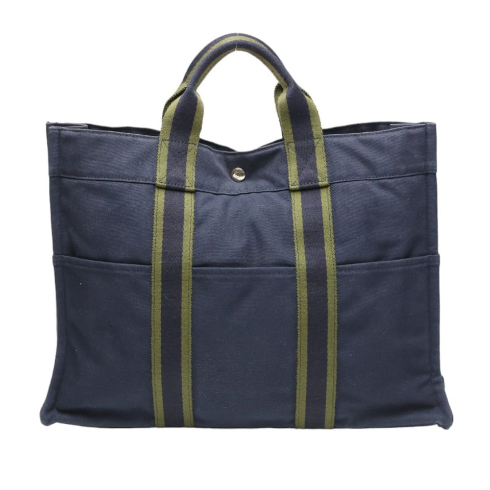 Hermes Tote Bag canvas Navy Tote Bag Fool Toe mens(Unisex)