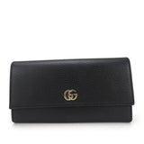 Gucci Long Wallet Purse 456116 leather black GG Marmont