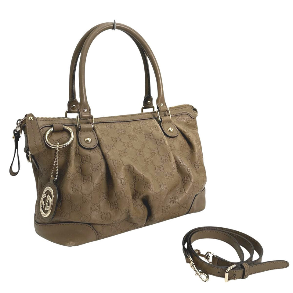 Gucci Shoulder Bag 247902 leather Brown Handbag Guccisima Sukey Women