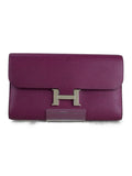 Hermes Purple Constance Leather Long Wallet