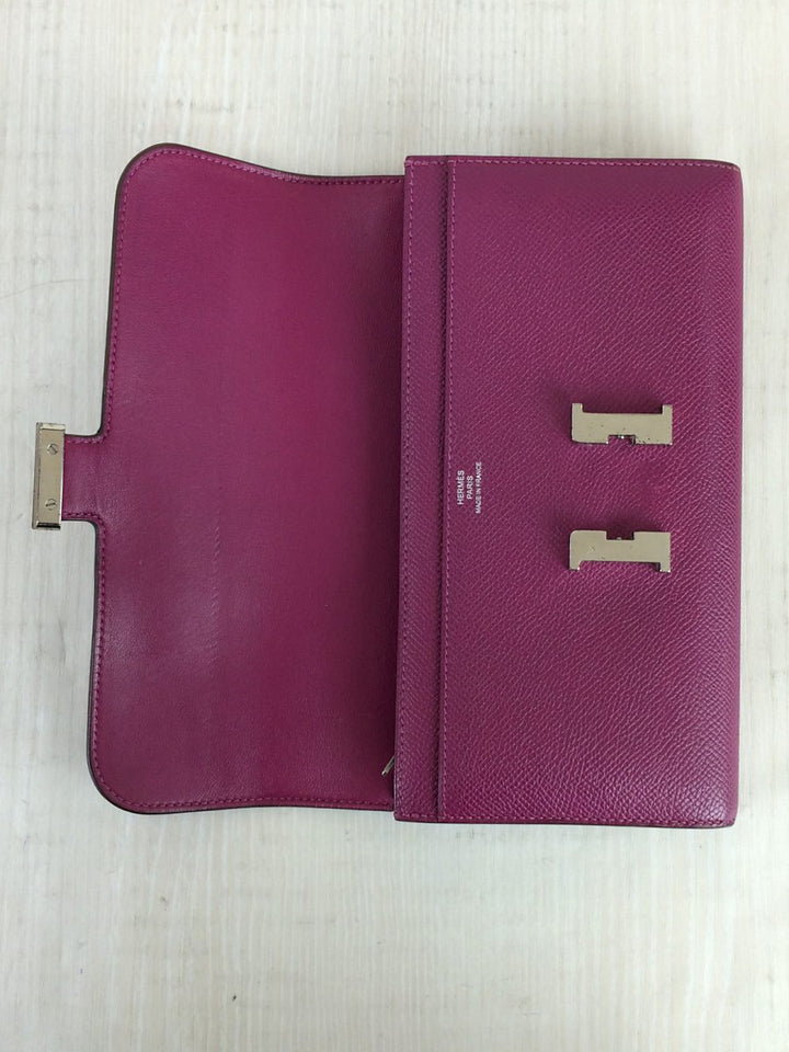 Hermes Purple Constance Leather Long Wallet