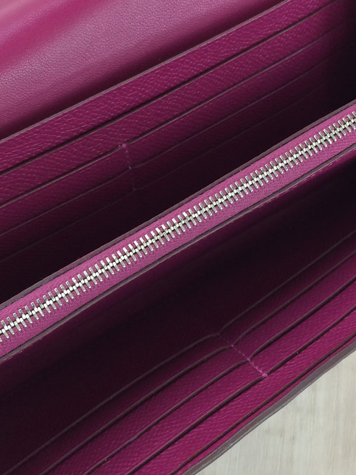 Hermes Purple Constance Leather Long Wallet