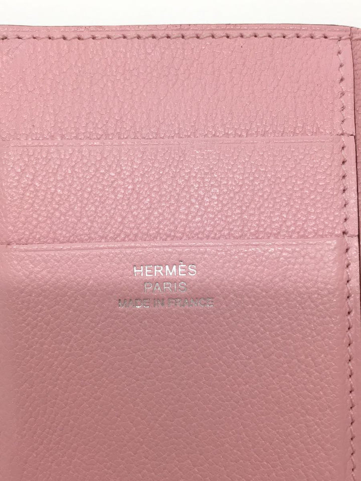 Hermes Calfskin Leather Wallet Pink