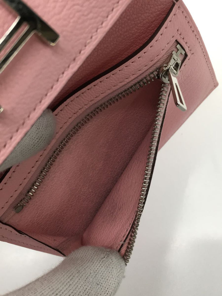 Hermes Calfskin Leather Wallet Pink