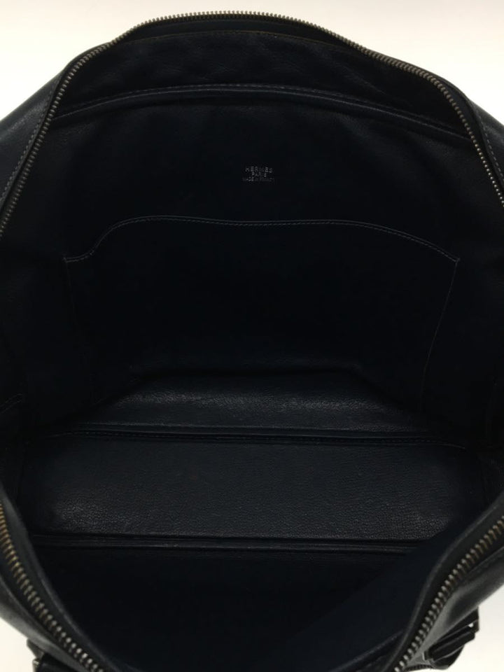 Hermes Engraved Plum Dog Leather Business Bag