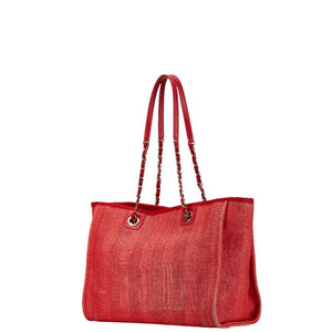 Chanel Deauville Canvas Leather Tote Bag