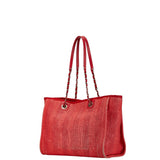 Chanel Deauville Canvas Leather Tote Bag