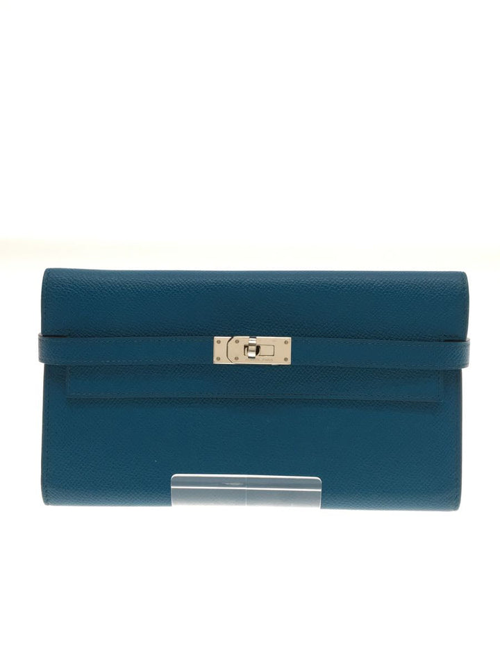 Hermes Leather Long Wallet Blue
