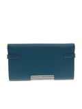 Hermes Leather Long Wallet Blue