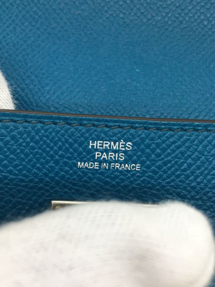 Hermes Leather Long Wallet Blue