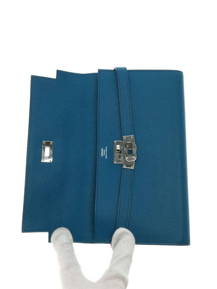 Hermes Leather Long Wallet Blue