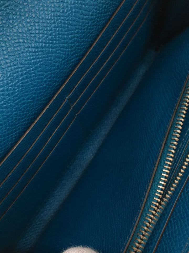 Hermes Leather Long Wallet Blue