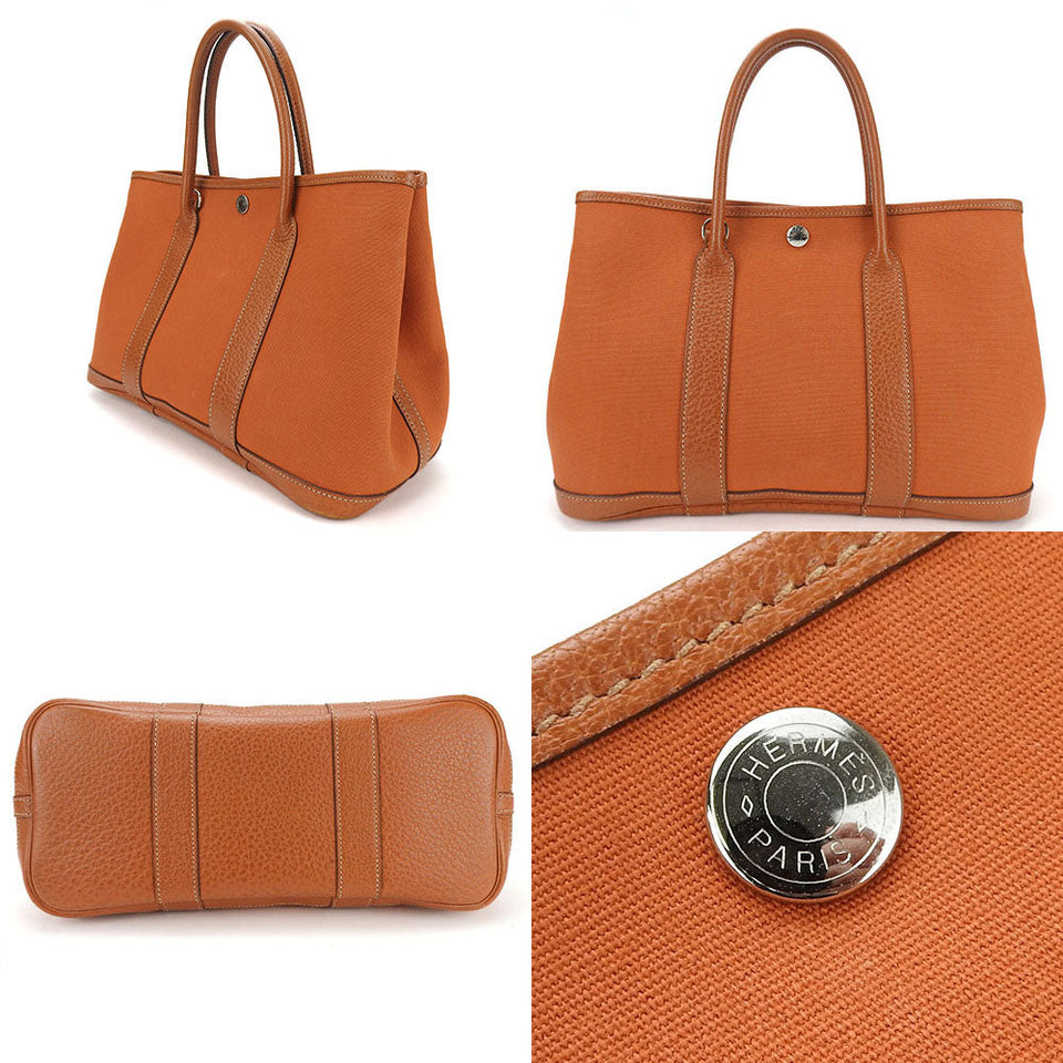 Hermes Tote Bag Canvas, Leather Orange Garden party TPM Women